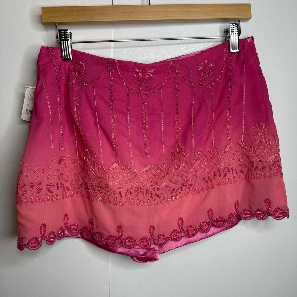 Free People Lala Beaded Skort in Pink Embroidered Ombre NWT $168 Small - Picture 5 of 15